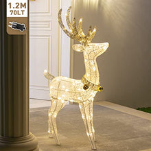 Load image into Gallery viewer, DELICHTER LED Rentier Metall Gold Weiß Eisen Rahmen Beleuchtet Weihnachtshirsch warm weiß Weihnachten Deko für Innen Außen(1.2M)