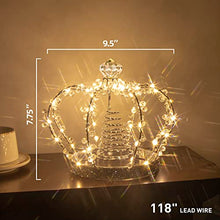 Load image into Gallery viewer, PEIDUO Christmas Jeweled Crown Tree Topper Adapter Plug in with 60 Warm White Lights LED Light Up Tree Topper Decoration for Christmas Tree