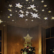 Load image into Gallery viewer, EAMBRITE 23cm Weihnachtsbaumspitze Stern Baum Deckel Hohles Gold Christbaumspitze Mit Rotierendem Magischem Warmweißem Projektor Für Weihnachtsbaum-Dekoration