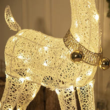 Load image into Gallery viewer, DELICHTER LED Rentier Metall Gold Weiß Eisen Rahmen Beleuchtet Weihnachtshirsch warm weiß Weihnachten Deko für Innen Außen(1.2M)