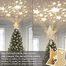 Load image into Gallery viewer, EAMBRITE Christmas Tree Topper, Star Tree Topper with Rotating Star Projector Lights, 3D Hollow Gold Tree Topper for Christmas Tree Decorations
