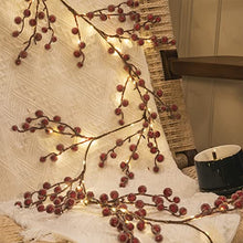 Load image into Gallery viewer, EAMBRITE Christmas Decorations 1.8m 88 LEDs Red Frosted Holly Berry Garland with Warm White Light Waterproof Vine with Lights for Indoor Outdoor Home Garden Party Decoration