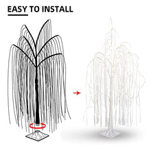 Load image into Gallery viewer, EAMBRITE 4FT Lighted Willow Tree, Weeping Willow Artificial Tree with 180 Twinkle Fairy Lights, White Christmas Tree for Home Office Holiday Party Indoor Outdoor Decoration