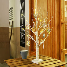 Load image into Gallery viewer, EAMBRITE 2FT 24LT White Birch Twig Tree Lights Tabletop Gift Cards Mothers's Day Tree with Ornaments Home Decoration Warm White Lamp LED