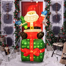 Load image into Gallery viewer, PEIDUO 6 Foot Christmas Inflatable Santa Claus, Light up Santa with Gift Box, Large Blow up Yard Decorations with 180 Built-in LED for Outdoor Holiday Yard Lawn Home Family Decor