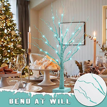 Load image into Gallery viewer, PEIDUO Blue-green Trees Decorations for The Home, 2FT 24LT Tree Light Battery Powered Timer, Lighted Mother's Day Decor, for Home Bedroom Living Room Fireplace Wedding Party Father's Day and Christmas