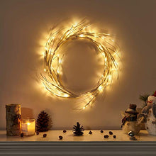 Load image into Gallery viewer, DELICHTER Rein Weiße Rotang Lichterzweig mit 48 helle Warm Weiß LEDs, Strombetrieben, Lichterkette Dekor für Schlafzimmer Innen Außen Weihnachten Wand