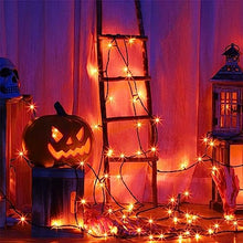 Load image into Gallery viewer, Vanthylit Halloween Lights Outdoor, 82FT 200 LED Halloween String Lights with Music, Waterproof Orange Lights Plug in Motion Sensor Halloween Decorations
