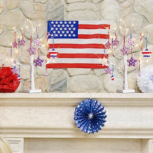 Load image into Gallery viewer, EAMBRITE 4th of July Decorations for Home, Light up Birch Tree with 24pcs Star Hanging Ornaments, Red White and Blue Decor, Patriotic Lighted Tabletop Battery Powered Timer for Memorial Day, Party