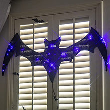 Load image into Gallery viewer, EAMBRITE Halloween Hanging Decorations Light up Bat with Purple Lights Mains Powered with Waterproof Transformer for Outdoor Indoor Haunted Housed Décor Gift for Kids (1.2m*0.4m)