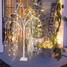 Load image into Gallery viewer, PEIDUO LED 4FT White Willow Tree 180 Warm White Lights Plug in Adapter Prelit Tree Branches for Christmas Indoor Outdoor Home Holiday Wedding Party Garden Décor