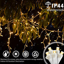 Load image into Gallery viewer, PABIPABI 2 Pack 150 LED 12FT Christmas Icicle Lights Outdoor, IP44 Waterproof Window Curtain Fairy Lights, Twinkle Icicle String Lights for Patio Roof Railings Party Decoration Plug in Warm White