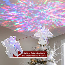 Load image into Gallery viewer, PEIDUO Christmas Clearance 11" RGB Praying Angel Tree Topper with Built-in Rotating Ripple Projector for Crown Xmas Tree Topper Decoration