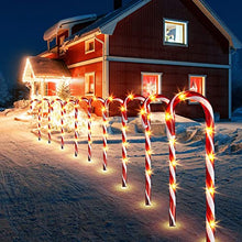 Load image into Gallery viewer, Vanthylit 8PK 64LT Candy Cane Pathway Markers Christmas Lawn Stake Lights for Outdoor Decorations