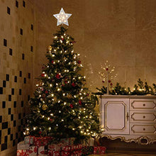 Load image into Gallery viewer, EAMBRITE Holographic Star Christmas Tree Topper Glittering Starburst Treetop Light with 11 Warm White Twinkle Led Light