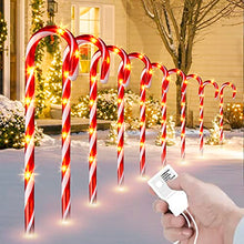 Load image into Gallery viewer, EAMBRITE Christmas Candy Cane Pathway Markers Lights 8 Pack Light Up Candy Cane Walkway Outside with 8 Modes Waterproof for Holiday Xmas Yard Garden Lawn Driveway Outdoor Decoration