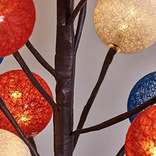 Load image into Gallery viewer, EAMBRITE Pre-Lit Easter Ornaments Tree 18in 15LT Fabric Ball Tabletop Tree Decorative Xmas Home Wedding Party Birthday(Red/Blue/White)