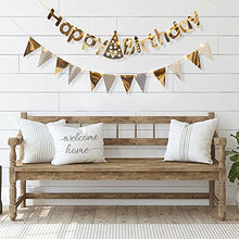 Load image into Gallery viewer, EAMBRITE Rose Gold Happy Birthday Banners Birthday Buntings with 16ft / 50 LEDs Fairy Lights Birthday Decorations Kit Party Supplies for Birthday Party Décor