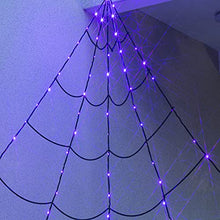 Load image into Gallery viewer, EAMBRITE Halloween Decorations Giant Spider Web with Purple Lights Light up Black Spiderweb Mains Powered Halloween Outdoor Lights Waterproof for Garden Yard Décor (5m/16ft)
