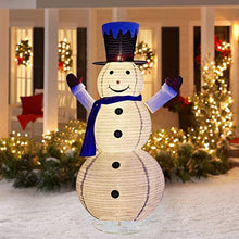 Load image into Gallery viewer, EAMBRITE 6FT LED Collapsible Snowman with 120 Lights Outdoor Lighted Christmas Snowman Plug in for Christmas Yard Indoors Outdoors Decoration