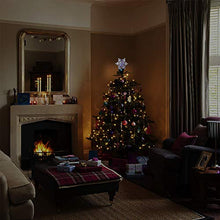 Load image into Gallery viewer, EAMBRITE 10" Hollow Snowflake Christmas Tree Topper with 6 Blue Lights and 12 Cool White Lights for Xmas Tree Decor