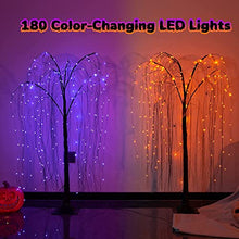 Load image into Gallery viewer, EAMBRITE 4FT Halloween Tree Black Halloween Willow Tree with Orange and Purple Lights Halloween Indoor Decorations for Home Party Festive Decor