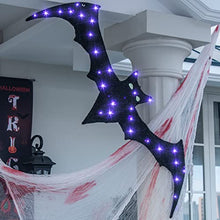 Load image into Gallery viewer, EAMBRITE Halloween Window Lights 4FT Giant Bat Light with 30 Purple Lights Waterproof Window Silhouette Light Decoration for Wall Window Porch Yard Fireplace Outdoor Halloween Decor