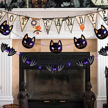 Load image into Gallery viewer, EAMBRITE 2PK Halloween String Lights,30 LED Black Cat Bat Banners Lights,Battery Operated Halloween Decorations Indoor