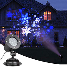 Load image into Gallery viewer, EAMBRITE Christmas Projector Lights LED White/Blue Rotating Snowflake Snowstorm Projector Light with Snowfall for Birthday Wedding Theme Party Garden Home Winter Outdoor Indoor Decor
