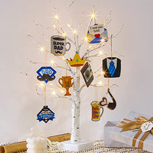 Load image into Gallery viewer, Vanthylit Fathers Day Table Decorations, Lighted Birch Tree with Happy Father's Day Wooden Signs, Centerpieces for Fathers Day Party Decor, Fathers Gifts from Daughter (2FT,10 Hanging Ornaments)