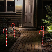 Load image into Gallery viewer, Vanthylit Outdoor Christmas Decoration 8PK Candy Cane Lights with 64 LEDs Pathway Christmas Markers with 8 Modes Plug in for Yard Garden Lawn (44cm)