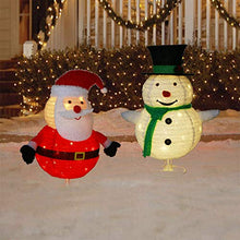 Load image into Gallery viewer, Vanthylit Set of 2 30'' Fluffy Foldable/Pop Up Christmas Snowman and Santa Claus Xmas Indoor Outdoor Decor
