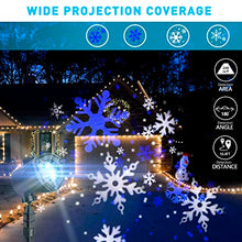 Load image into Gallery viewer, White Blue Snowflake Projector Lights, LED Rotating Projector Light for Birthday, Wedding, Theme Party, Garden, Home Winter Decor