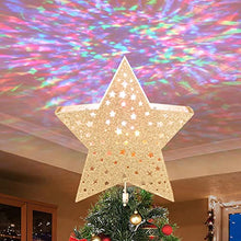 Load image into Gallery viewer, Vanthylit Gold Star Christmas Tree Topper Projector Tree Top Star with Kaleidoscope Effect Christmas Tree Decoration