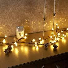 Load image into Gallery viewer, EAMBRITE Brown Twig Garland 8.8Ft 84 Led Frosted Ball Lights Indoor Outdoor Plug in for Christmas Patio Garden Wedding Party Bedroom
