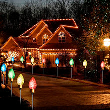Load image into Gallery viewer, EAMBRITE Christmas Bulb Pathway Lights with 40 LED, Jumbo C9 Pathway Makers Stake Lights, Christmas Stake Lights for Outdoor Patio Yards Driveway Decorations