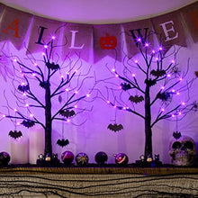 Load image into Gallery viewer, Halloween Tree, Black Halloween Decorations Indoor, 2FT Spooky Tabletop Trees Battery Operated with 24LED Purple Lights 8 Bat Hanging Ornaments, Halloween Centerpieces for Tables, Home, Room(2 Pack)