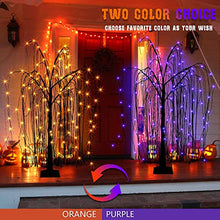 Load image into Gallery viewer, EAMBRITE 4FT Halloween Tree Black Halloween Willow Tree with Orange and Purple Lights Halloween Indoor Decorations for Home Party Festive Decor