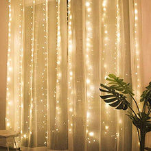 Load image into Gallery viewer, Vanthylit Window Curtain String Light and Sheer Voile Window Curtain Panels, 300 LED 9.8ft x 9.8 ft Hanging Window Curtain and Curtain Lights