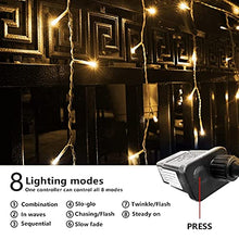 Load image into Gallery viewer, Eambrite Outdoor Christmas Lights 320 LED 32ft Icicle Lights Plug in String Lights Outside Lights with Memory for Home/Party/Christmas Decorations (10m, Warm White)