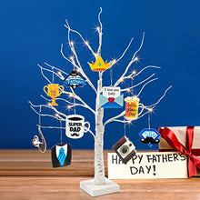 Load image into Gallery viewer, PEIDUO Fathers Day Table Decorations, Happy Fathers Day Decorations for Home with 10 Hanging Ornaments, Battery Powered Fathers Day Centerpiece Decorations with Timer (2FT 24LT Warm White)