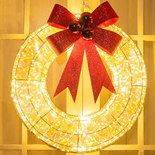 Load image into Gallery viewer, Christmas Decorations, Vanthylit Lighted Christmas Wreath with 18.5'' 400LT Warm White LED Metal Wreath Lights Frame Covered with Champagne Glittering Sequins for Christmas Home Wall Door Decoration