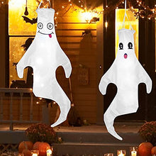 Load image into Gallery viewer, Vanthylit Halloween Hanging Ghost Decoration 43'' Windsock Flag, Halloween Outdoor Decoration for Yard Lawn Porch Pathway Trees (2 Pieces)
