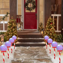 Load image into Gallery viewer, Vanthylit Christmas Decorations, 4PK RGB Shimmering Ball with Candy Cane Pathway Markers Decorative Lights Outdoor Stake Light Decoration