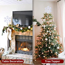 Load image into Gallery viewer, EAMBRITE Snowflake Christmas Tree Topper, 13 Inch White Snowflake Tree Topper with 50 Cool White Lights and 9 Modes Controller, Large Snowflake Treetop for Christmas Tree Decorations