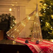 Load image into Gallery viewer, EAMBRITE 2PK Christmas Cone Tree Light 1.4FT Battery Operated Champagne Cone Tree with 32 Warm White LEDs for Indoor Christmas Decoration