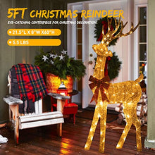 Load image into Gallery viewer, EAMBRITE Christmas Reindeer with Red Bow, 5FT Light Up Reindeer Outdoor Christmas Decorations for Yard Garden