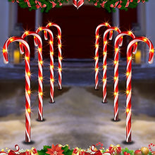 Load image into Gallery viewer, PEIDUO Candy Cane Lights 17.25” Set of 8 Path Light Replacement Stakes with 64 Warm White Lights and 8 Modes for Christmas Outdoor Decorations Yard and Xmas Pathway Lawn Driveway Decor
