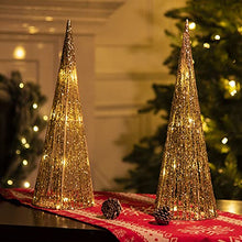 Load image into Gallery viewer, PEIDUO Christmas Cone Tree Light, 2PK LED Lighted Cone Tree Battery Powered with 60 Warm White Lights, Outdoor Christmas Decoration for Bedroom Party Indoor Decor