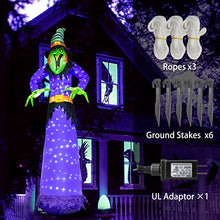Load image into Gallery viewer, EAMBRITE 10 FT Halloween Inflatable Witch with 248LED Cool White Lights, Giant Scary Witch Blow Up Outdoor Halloween Decorations for Yard, Garden, Lawn, Party